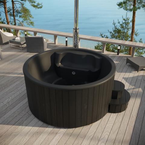 SaunaLife Model S4B Soak-Series Home Wood-Burning Hot Tub, Black