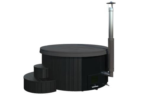 SaunaLife Model S4B Soak-Series Home Wood-Burning Hot Tub, Black