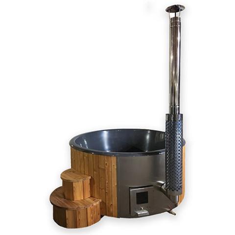 SaunaLife Model S4N Soak-Series Home Wood-Burning Hot Tub, Natural