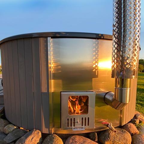 SaunaLife Model S4N Soak-Series Home Wood-Burning Hot Tub, Natural