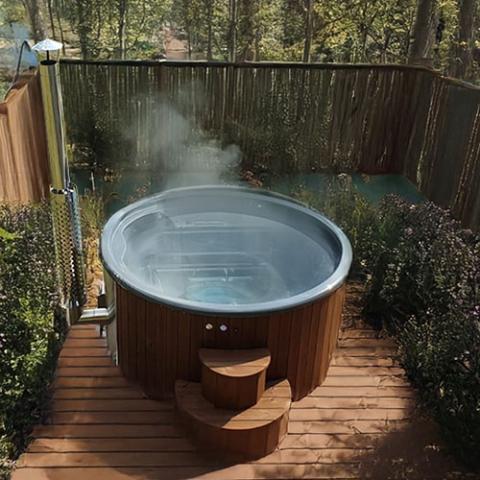 SaunaLife Model S4N Soak-Series Home Wood-Burning Hot Tub, Natural