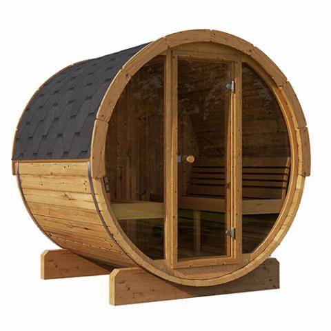 SaunaLife Model E7G 4 person Sauna Barrel Glass Front